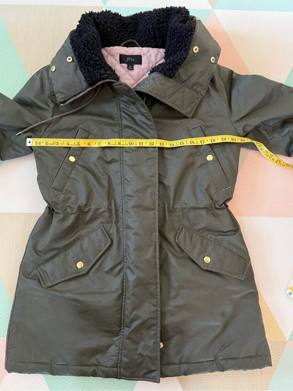 J. Crew Olive Green Perfect Winter Parka Size Medium - Picture 5 of 12
